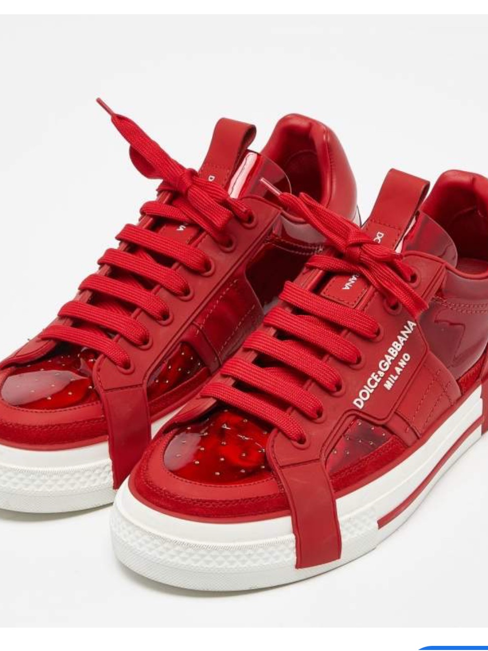 Dolce & Gabbana Red Patent & Leather Low-Top Sneakers